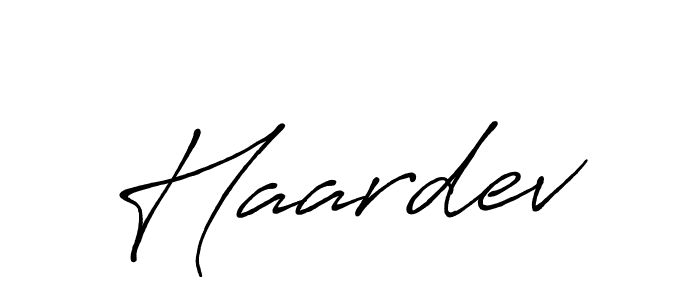 Use a signature maker to create a handwritten signature online. With this signature software, you can design (Antro_Vectra_Bolder) your own signature for name Haardev. Haardev signature style 7 images and pictures png