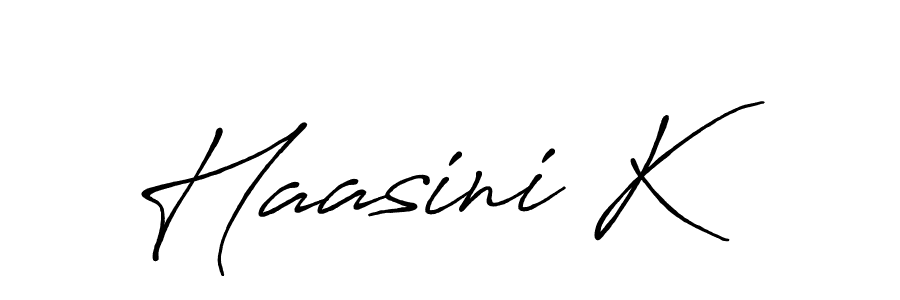 Use a signature maker to create a handwritten signature online. With this signature software, you can design (Antro_Vectra_Bolder) your own signature for name Haasini K. Haasini K signature style 7 images and pictures png