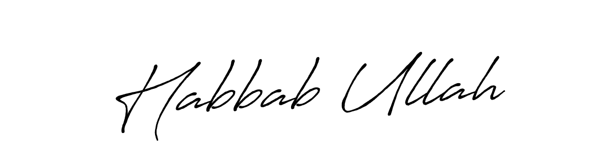 Make a beautiful signature design for name Habbab Ullah. With this signature (Antro_Vectra_Bolder) style, you can create a handwritten signature for free. Habbab Ullah signature style 7 images and pictures png