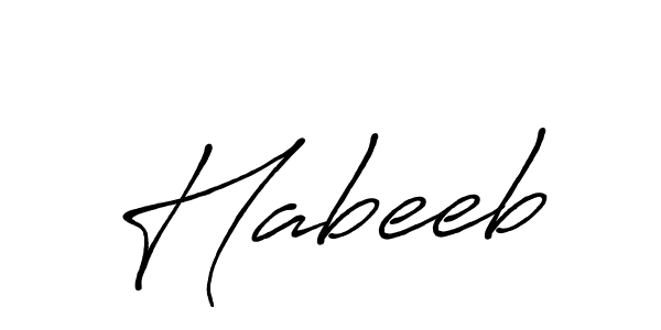 Use a signature maker to create a handwritten signature online. With this signature software, you can design (Antro_Vectra_Bolder) your own signature for name Habeeb. Habeeb signature style 7 images and pictures png