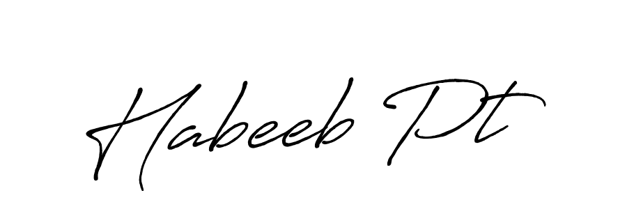 Use a signature maker to create a handwritten signature online. With this signature software, you can design (Antro_Vectra_Bolder) your own signature for name Habeeb Pt. Habeeb Pt signature style 7 images and pictures png