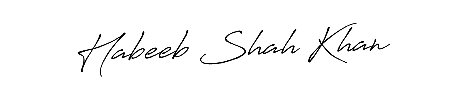 This is the best signature style for the Habeeb Shah Khan name. Also you like these signature font (Antro_Vectra_Bolder). Mix name signature. Habeeb Shah Khan signature style 7 images and pictures png