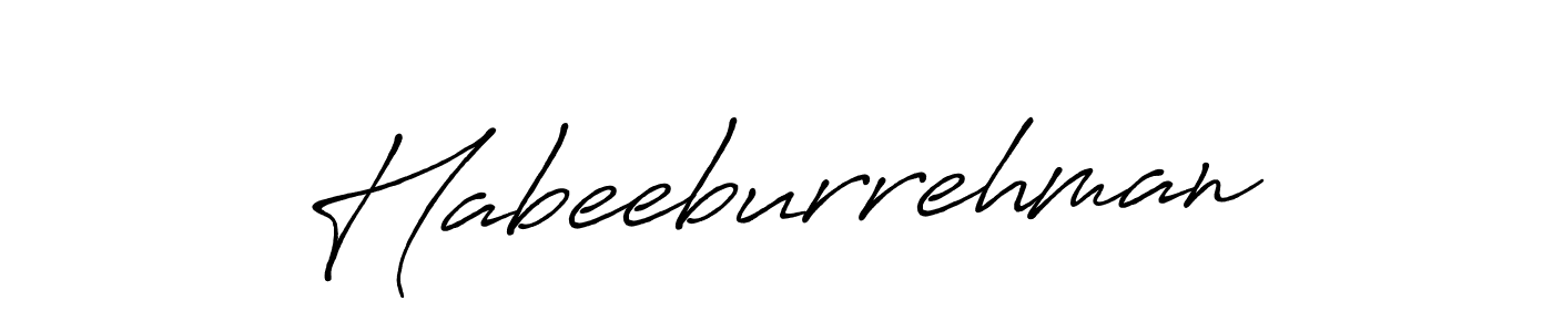 How to make Habeeburrehman name signature. Use Antro_Vectra_Bolder style for creating short signs online. This is the latest handwritten sign. Habeeburrehman signature style 7 images and pictures png