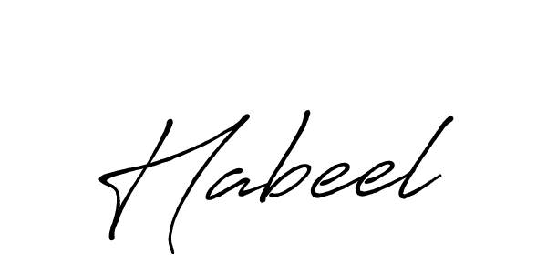 Use a signature maker to create a handwritten signature online. With this signature software, you can design (Antro_Vectra_Bolder) your own signature for name Habeel. Habeel signature style 7 images and pictures png