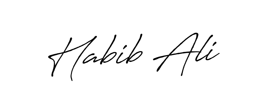 Use a signature maker to create a handwritten signature online. With this signature software, you can design (Antro_Vectra_Bolder) your own signature for name Habib Ali. Habib Ali signature style 7 images and pictures png