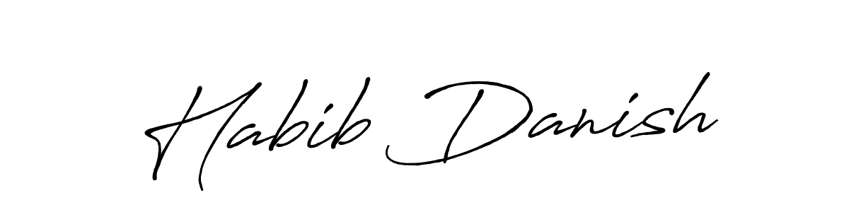 Use a signature maker to create a handwritten signature online. With this signature software, you can design (Antro_Vectra_Bolder) your own signature for name Habib Danish. Habib Danish signature style 7 images and pictures png
