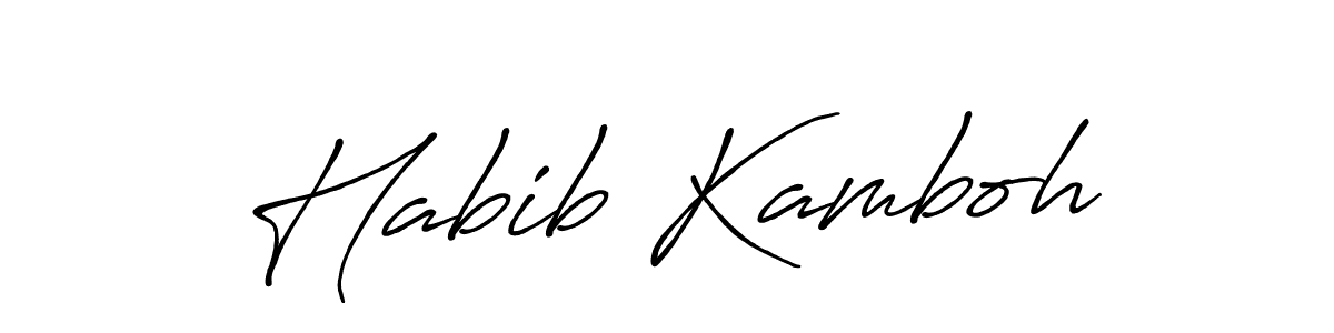 Use a signature maker to create a handwritten signature online. With this signature software, you can design (Antro_Vectra_Bolder) your own signature for name Habib Kamboh. Habib Kamboh signature style 7 images and pictures png