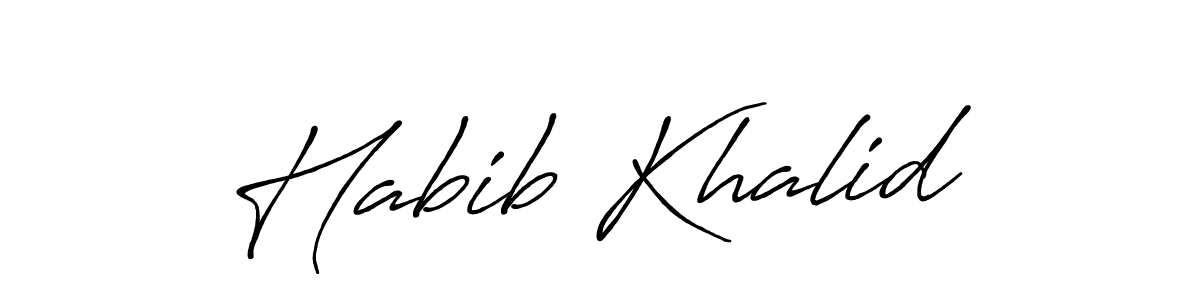Use a signature maker to create a handwritten signature online. With this signature software, you can design (Antro_Vectra_Bolder) your own signature for name Habib Khalid. Habib Khalid signature style 7 images and pictures png