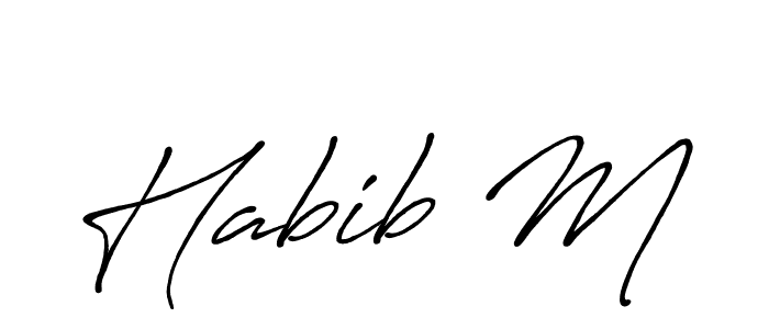 How to make Habib M name signature. Use Antro_Vectra_Bolder style for creating short signs online. This is the latest handwritten sign. Habib M signature style 7 images and pictures png