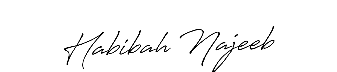 Design your own signature with our free online signature maker. With this signature software, you can create a handwritten (Antro_Vectra_Bolder) signature for name Habibah Najeeb. Habibah Najeeb signature style 7 images and pictures png