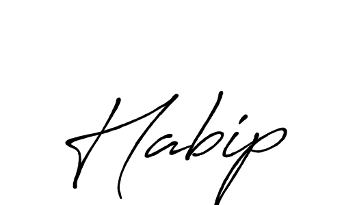 Use a signature maker to create a handwritten signature online. With this signature software, you can design (Antro_Vectra_Bolder) your own signature for name Habip. Habip signature style 7 images and pictures png