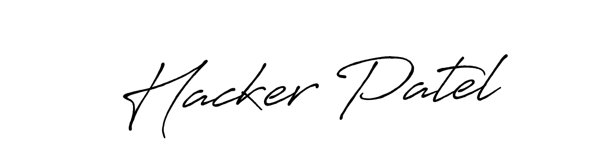 Use a signature maker to create a handwritten signature online. With this signature software, you can design (Antro_Vectra_Bolder) your own signature for name Hacker Patel. Hacker Patel signature style 7 images and pictures png