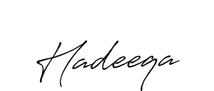 Use a signature maker to create a handwritten signature online. With this signature software, you can design (Antro_Vectra_Bolder) your own signature for name Hadeeqa. Hadeeqa signature style 7 images and pictures png