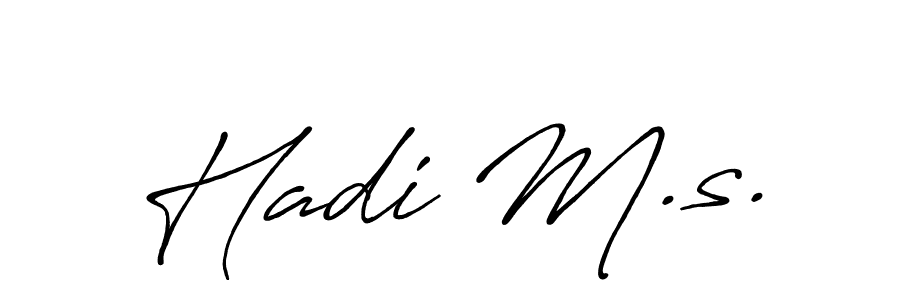 Use a signature maker to create a handwritten signature online. With this signature software, you can design (Antro_Vectra_Bolder) your own signature for name Hadi M.s.. Hadi M.s. signature style 7 images and pictures png