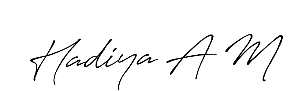 Create a beautiful signature design for name Hadiya A M. With this signature (Antro_Vectra_Bolder) fonts, you can make a handwritten signature for free. Hadiya A M signature style 7 images and pictures png