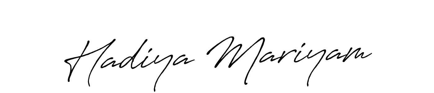 Also You can easily find your signature by using the search form. We will create Hadiya Mariyam name handwritten signature images for you free of cost using Antro_Vectra_Bolder sign style. Hadiya Mariyam signature style 7 images and pictures png