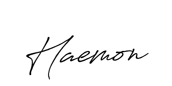 Use a signature maker to create a handwritten signature online. With this signature software, you can design (Antro_Vectra_Bolder) your own signature for name Haemon. Haemon signature style 7 images and pictures png