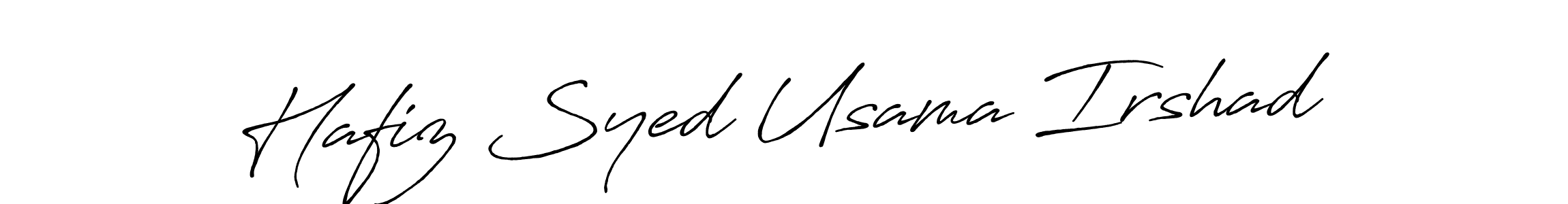 The best way (Antro_Vectra_Bolder) to make a short signature is to pick only two or three words in your name. The name Hafiz Syed Usama Irshad include a total of six letters. For converting this name. Hafiz Syed Usama Irshad signature style 7 images and pictures png