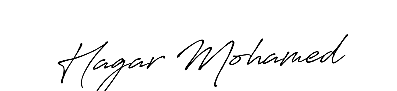 How to make Hagar Mohamed name signature. Use Antro_Vectra_Bolder style for creating short signs online. This is the latest handwritten sign. Hagar Mohamed signature style 7 images and pictures png