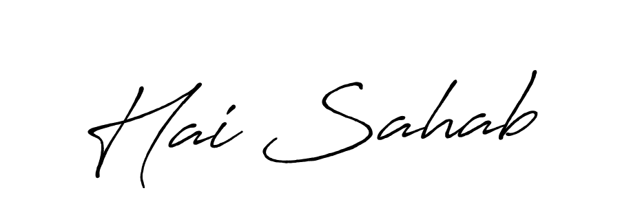 if you are searching for the best signature style for your name Hai Sahab. so please give up your signature search. here we have designed multiple signature styles  using Antro_Vectra_Bolder. Hai Sahab signature style 7 images and pictures png