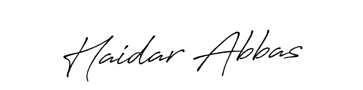 Create a beautiful signature design for name Haidar Abbas. With this signature (Antro_Vectra_Bolder) fonts, you can make a handwritten signature for free. Haidar Abbas signature style 7 images and pictures png