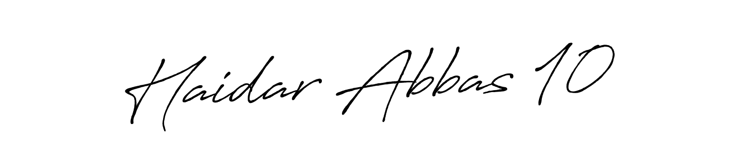 How to make Haidar Abbas 10 name signature. Use Antro_Vectra_Bolder style for creating short signs online. This is the latest handwritten sign. Haidar Abbas 10 signature style 7 images and pictures png