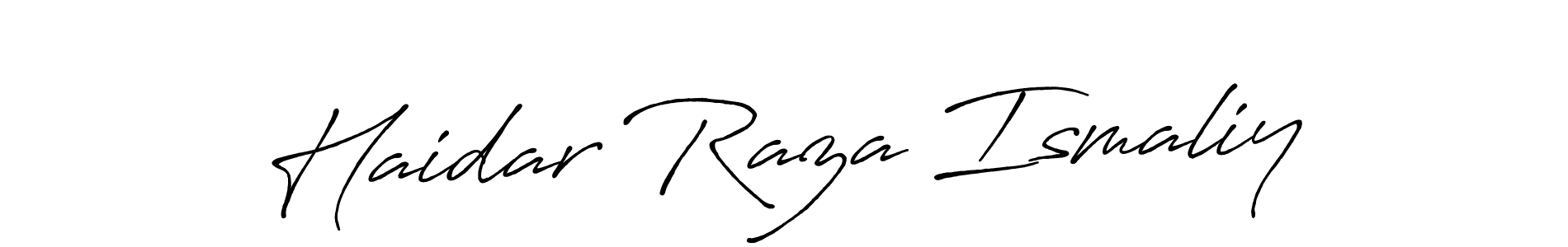 Use a signature maker to create a handwritten signature online. With this signature software, you can design (Antro_Vectra_Bolder) your own signature for name Haidar Raza Ismaliy. Haidar Raza Ismaliy signature style 7 images and pictures png