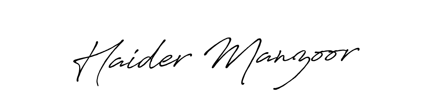 How to make Haider Manzoor name signature. Use Antro_Vectra_Bolder style for creating short signs online. This is the latest handwritten sign. Haider Manzoor signature style 7 images and pictures png