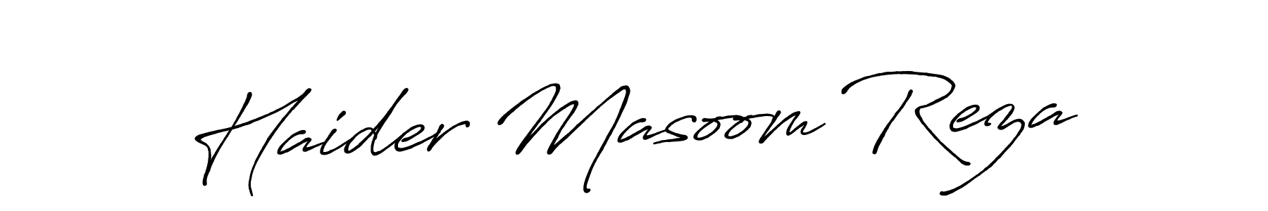 Create a beautiful signature design for name Haider Masoom Reza. With this signature (Antro_Vectra_Bolder) fonts, you can make a handwritten signature for free. Haider Masoom Reza signature style 7 images and pictures png