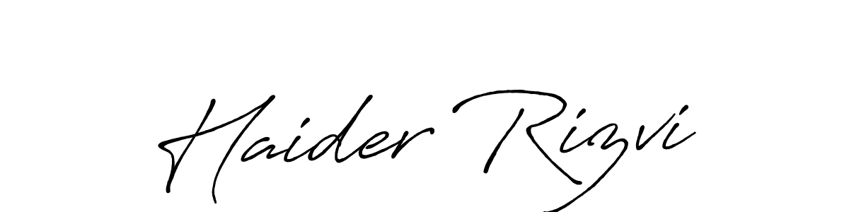 How to make Haider Rizvi name signature. Use Antro_Vectra_Bolder style for creating short signs online. This is the latest handwritten sign. Haider Rizvi signature style 7 images and pictures png