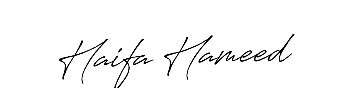 Make a beautiful signature design for name Haifa Hameed. With this signature (Antro_Vectra_Bolder) style, you can create a handwritten signature for free. Haifa Hameed signature style 7 images and pictures png