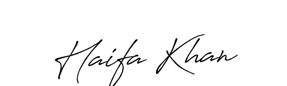 Make a beautiful signature design for name Haifa Khan. With this signature (Antro_Vectra_Bolder) style, you can create a handwritten signature for free. Haifa Khan signature style 7 images and pictures png