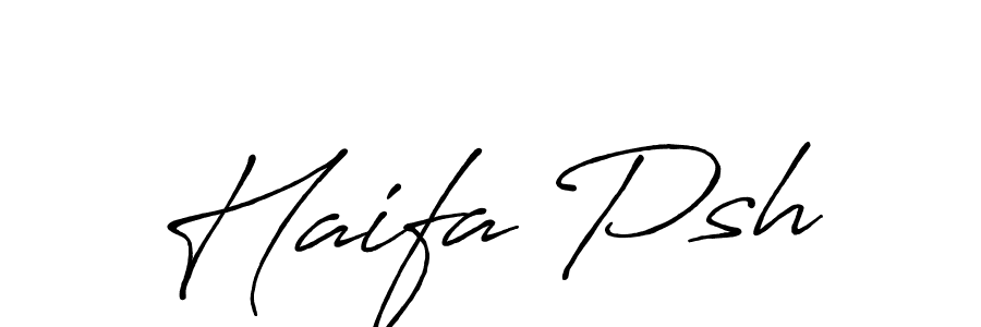 The best way (Antro_Vectra_Bolder) to make a short signature is to pick only two or three words in your name. The name Haifa Psh include a total of six letters. For converting this name. Haifa Psh signature style 7 images and pictures png