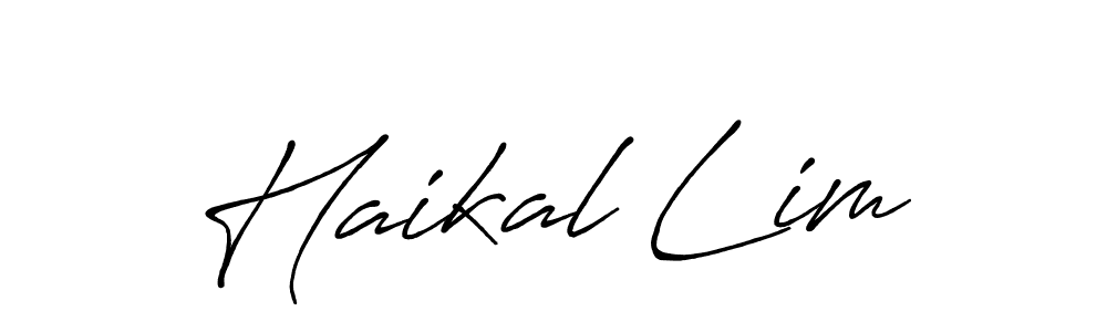 Create a beautiful signature design for name Haikal Lim. With this signature (Antro_Vectra_Bolder) fonts, you can make a handwritten signature for free. Haikal Lim signature style 7 images and pictures png