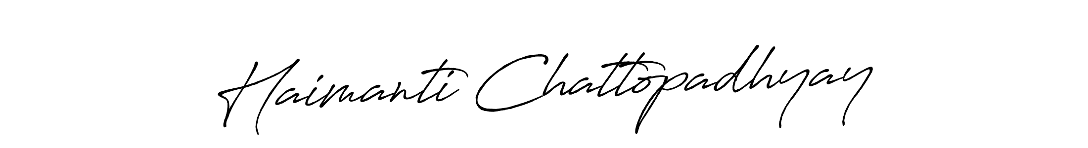 Create a beautiful signature design for name Haimanti Chattopadhyay. With this signature (Antro_Vectra_Bolder) fonts, you can make a handwritten signature for free. Haimanti Chattopadhyay signature style 7 images and pictures png