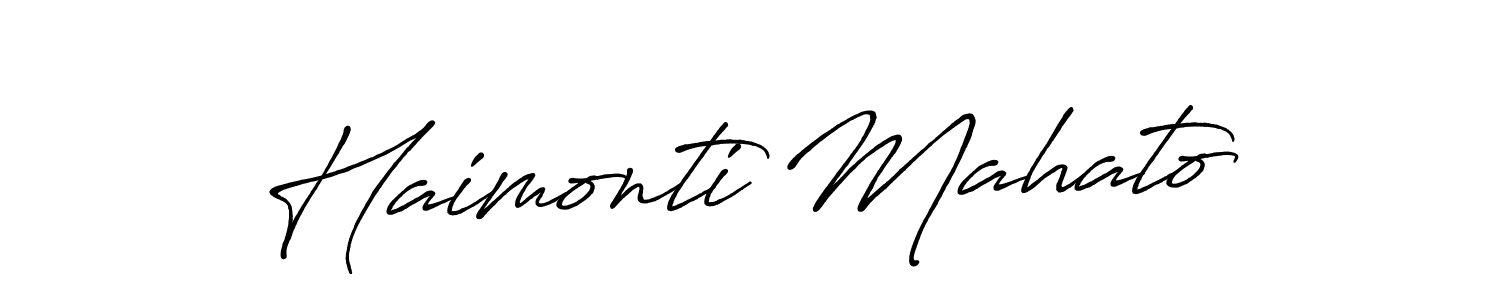The best way (Antro_Vectra_Bolder) to make a short signature is to pick only two or three words in your name. The name Haimonti Mahato include a total of six letters. For converting this name. Haimonti Mahato signature style 7 images and pictures png