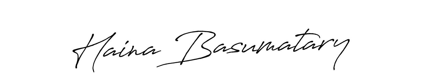 How to make Haina Basumatary name signature. Use Antro_Vectra_Bolder style for creating short signs online. This is the latest handwritten sign. Haina Basumatary signature style 7 images and pictures png