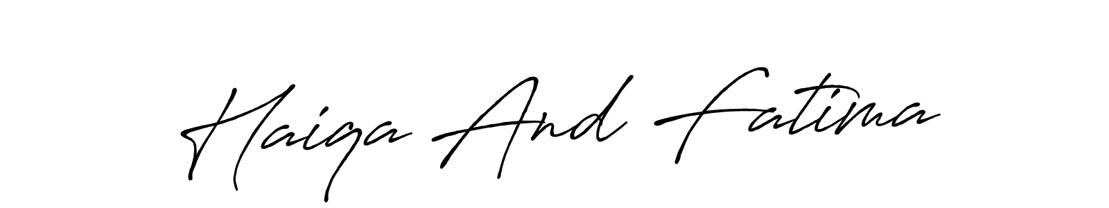 Also we have Haiqa And Fatima name is the best signature style. Create professional handwritten signature collection using Antro_Vectra_Bolder autograph style. Haiqa And Fatima signature style 7 images and pictures png