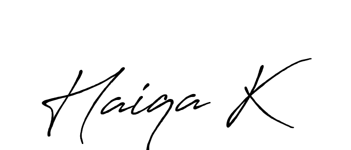Use a signature maker to create a handwritten signature online. With this signature software, you can design (Antro_Vectra_Bolder) your own signature for name Haiqa K. Haiqa K signature style 7 images and pictures png