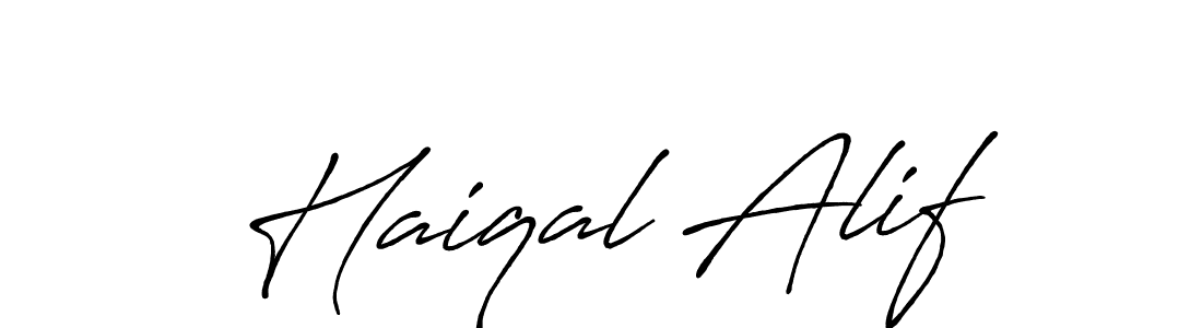 How to make Haiqal Alif signature? Antro_Vectra_Bolder is a professional autograph style. Create handwritten signature for Haiqal Alif name. Haiqal Alif signature style 7 images and pictures png