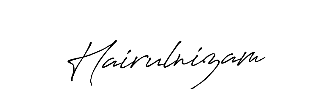 Create a beautiful signature design for name Hairulnizam. With this signature (Antro_Vectra_Bolder) fonts, you can make a handwritten signature for free. Hairulnizam signature style 7 images and pictures png