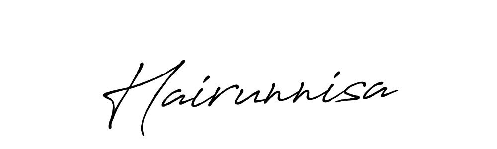 Make a beautiful signature design for name Hairunnisa. With this signature (Antro_Vectra_Bolder) style, you can create a handwritten signature for free. Hairunnisa signature style 7 images and pictures png