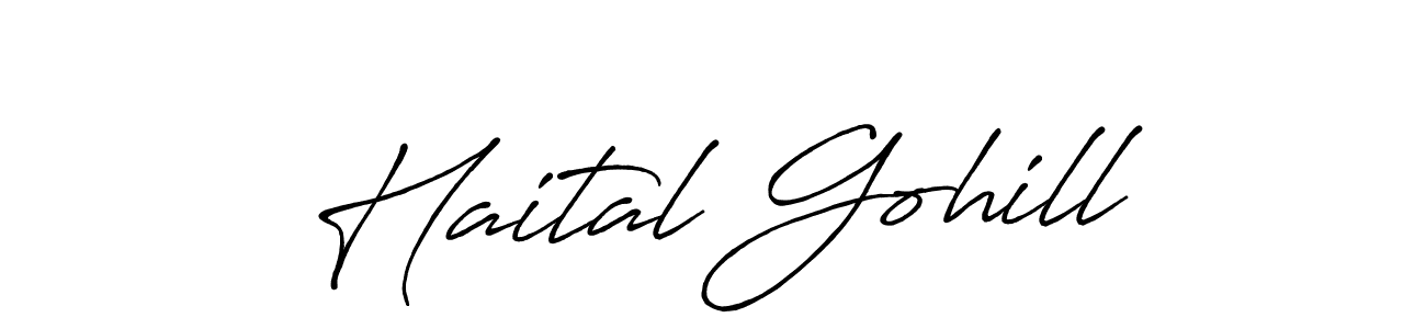 Also we have Haital Gohill name is the best signature style. Create professional handwritten signature collection using Antro_Vectra_Bolder autograph style. Haital Gohill signature style 7 images and pictures png