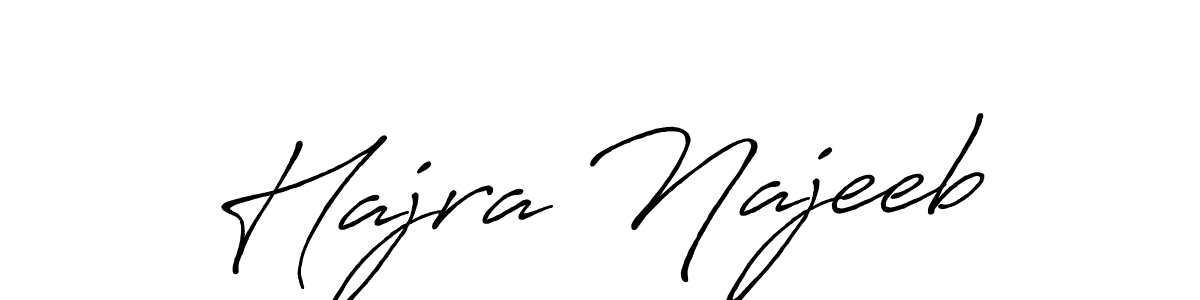 You should practise on your own different ways (Antro_Vectra_Bolder) to write your name (Hajra Najeeb) in signature. don't let someone else do it for you. Hajra Najeeb signature style 7 images and pictures png