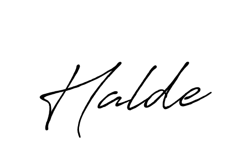 if you are searching for the best signature style for your name Halde. so please give up your signature search. here we have designed multiple signature styles  using Antro_Vectra_Bolder. Halde signature style 7 images and pictures png