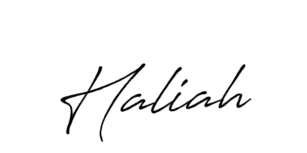 Use a signature maker to create a handwritten signature online. With this signature software, you can design (Antro_Vectra_Bolder) your own signature for name Haliah. Haliah signature style 7 images and pictures png