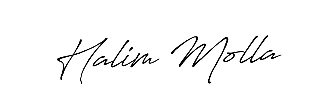 Make a beautiful signature design for name Halim Molla. With this signature (Antro_Vectra_Bolder) style, you can create a handwritten signature for free. Halim Molla signature style 7 images and pictures png