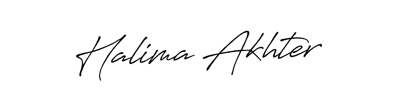 Make a beautiful signature design for name Halima Akhter. With this signature (Antro_Vectra_Bolder) style, you can create a handwritten signature for free. Halima Akhter signature style 7 images and pictures png