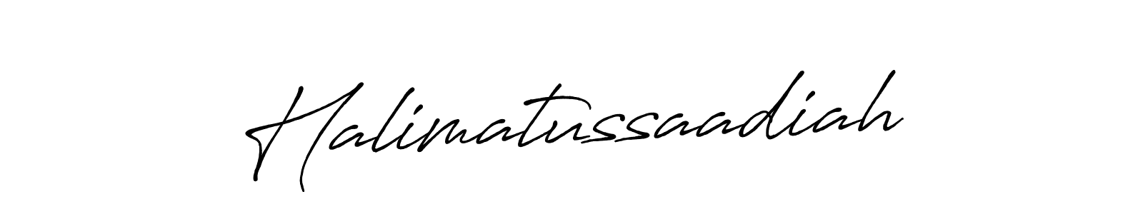 Create a beautiful signature design for name Halimatussaadiah. With this signature (Antro_Vectra_Bolder) fonts, you can make a handwritten signature for free. Halimatussaadiah signature style 7 images and pictures png