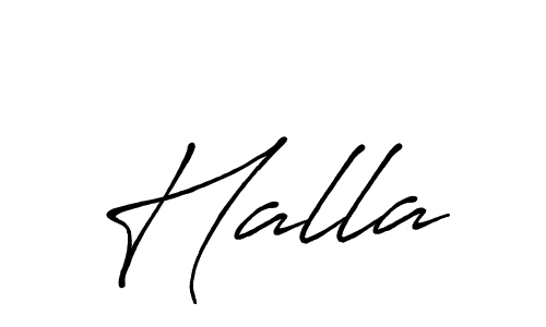 Make a beautiful signature design for name Halla. With this signature (Antro_Vectra_Bolder) style, you can create a handwritten signature for free. Halla signature style 7 images and pictures png